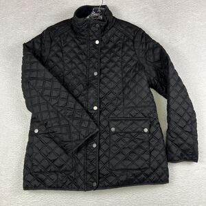 Lucky Brand Coat Womens Large Black‎ Quilted Snap Button Lightweight Jacket